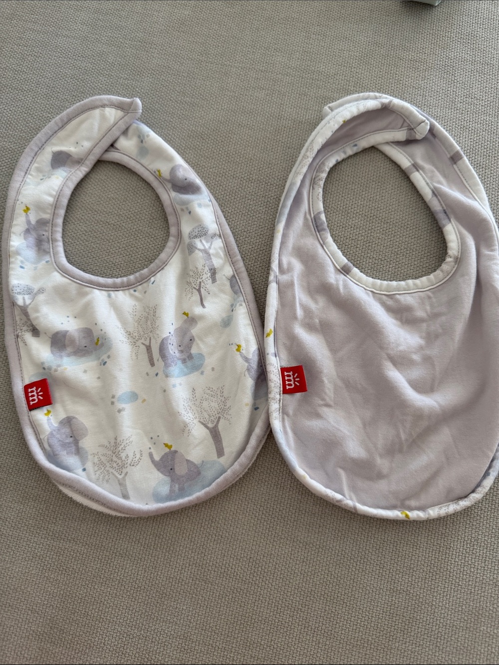 Magnetic Me Gray and White Elephant Baby Bib Set - 2 Pack